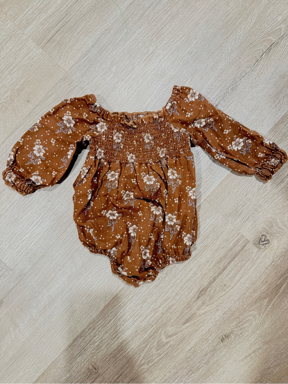 Rylee + Cru Rust Floral Smocked One-Piece